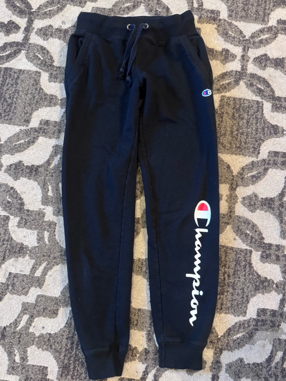 Champion Dark Blue Jogger Sweatpants with White & Red Logo